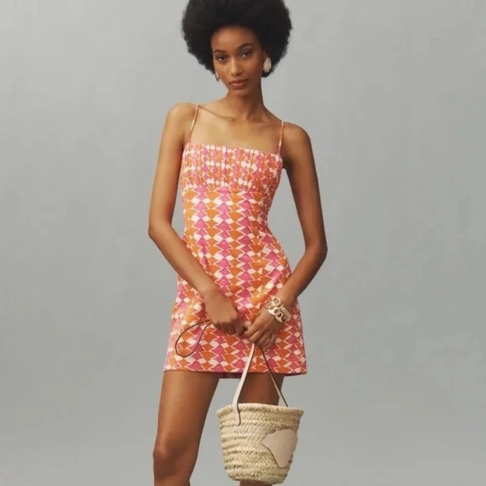 Maeve The Ophelia Sleeveless Linen Slim Mini Dress  12 - Picture 10 of 10